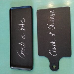 Rare Pier 1 Black Cheese Board and Tray Set